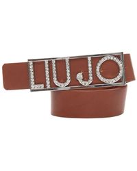 Liu Jo - Accessoires ,Bruin ,Leer Leren Riem - Lyst