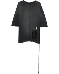 Ann Demeulemeester - Zwarte Versleten Katoenen T-Shirt Met Korte Mouwen - Lyst