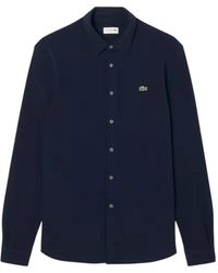 Lacoste - Overhemden ,Blauw ,Katoen Casual Shirts - Lyst