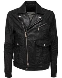 DSquared² - Jassen ,Zwart ,Leer Leren Jas Met Jeansstijl - Lyst