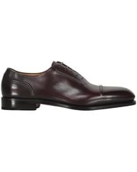 Ferragamo - Mandelzehen Leder Schnürschuhe - Lyst