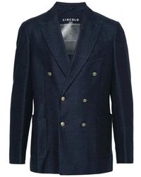 Circolo 1901 - Jassen ,Blauw ,Katoen Blauwe Katoen-Linnen Blazer - Lyst