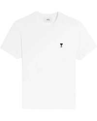 Ami Paris - Tops ,Wit ,Katoen Contrasted Adc T-Shirt - Lyst