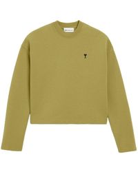 Ami Paris - Hoodies & Sweatvesten ,Groen ,Katoen Ami De Coeur Cropped Sweatshirt - Lyst
