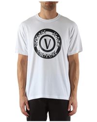 Versace - Regular fit baumwoll-t-shirt mit frontlogo-druck - Lyst