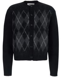 Tonywack - Truien & Vesten ,Zwart ,Wol Geborstelde Argyle Vest - Lyst