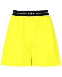 MSGM - Korte Broeken ,Geel ,Katoen Katoenen Short Shorts - Lyst