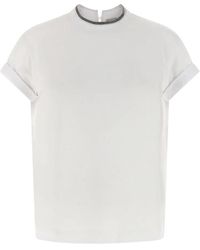 Brunello Cucinelli - T-Shirt Met Kostbare Faux Layering - Lyst