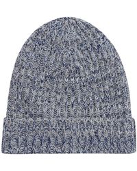 Malo - Accessoires ,Blauw ,Kasjmier Geribbelde Gebreide Beanie - Lyst
