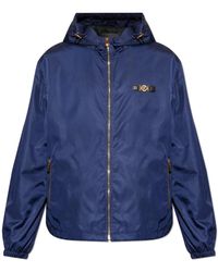 Versace - Jassen ,Blauw ,Hooded Jacket - Lyst