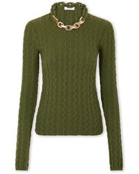 Rabanne - Khaki Wollen Trui Met Kettingdetail - Lyst
