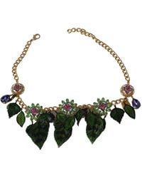 Dolce & Gabbana - Collar llamativo de latón dorado con dije floral de cristal - Lyst