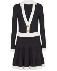 Balmain - Ribgebreide Jurk Met Kraag - Lyst