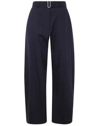 Studio Nicholson - Broeken ,Blauw ,Broek Met Ronde Pijpen En Riem - Lyst