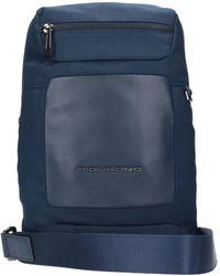 Piquadro - Blau Leder Und Stoff Schultertasche Herren - Lyst