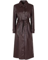 Herno - Jassen ,Bruin ,Leer Fauxleren Trenchcoat - Lyst