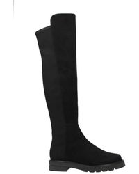 Stuart Weitzman - Schwarze Wildleder Freizeit Mittelabsatz Stiefel - Lyst
