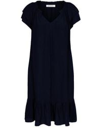 co'couture - Kleedjes ,Blauw ,Polyester Sunrise Crop Jurk Met Ruches - Lyst