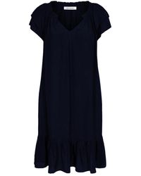 co'couture - Kleedjes ,Blauw ,Polyester Sunrise Crop Jurk Met Ruches - Lyst