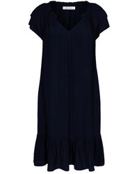 co'couture - Kleedjes ,Blauw ,Polyester Sunrise Crop Jurk Met Ruches - Lyst