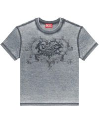 DIESEL - Tops ,Grijs ,Slim-Fit T-Shirt Van Jersey Met Korte Mouwen - Lyst