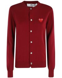 COMME DES GARÇONS PLAY - Truien & Vesten ,Rood ,Round Neck Cardigan Emblem - Lyst