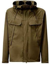 C.P. Company - Jassen ,Bruin ,Groene Goggle Jas Met Verborgen Bril - Lyst