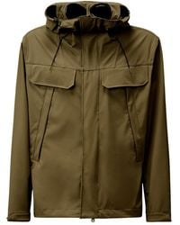 C.P. Company - Jassen ,Bruin ,Groene Goggle Jas Met Verborgen Bril - Lyst