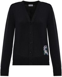 Burberry - Truien & Vesten ,Zwart ,Wol Wollen Cardigan Met Logopatch - Lyst