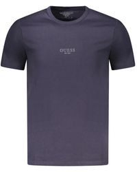 Guess - Tops ,Blauw ,Katoen T-Shirt Met Korte Mouwen - Lyst