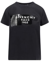 Givenchy - Tops ,Zwart ,Katoen T-Shirt Van Katoen Met Tapeprint - Lyst