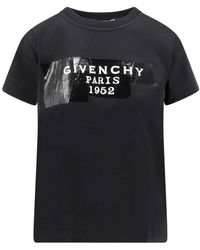 Givenchy - Tops ,Zwart ,Katoen T-Shirt Van Katoen Met Tapeprint - Lyst