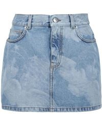 Fiorucci - Rokken ,Blauw ,Denim Angel-Print Denim Mini Rok - Lyst