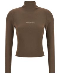 Alexander Wang - Rippstrick-Rollkragenpullover Mit Logo - Lyst