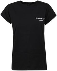 Balmain - Camiseta con detalle flock efecto terciopelo - Lyst