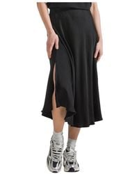 Deha - Rokken ,Zwart ,Geplooide Viscose Midi Rok - Lyst