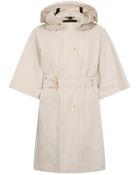 Moorer - Lange Trenchcoat Met Capuchon - Lyst