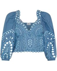 Charo Ruiz - Overhemden ,Blauw ,Katoen Bass Top - Lyst