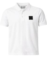 John Richmond - Tops ,Wit ,Katoen Polo Shirt Met Logo Aan De Voorkant - Lyst