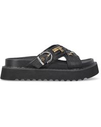 Pinko - Schoenen ,Zwart ,Leer Slide Sandal - Lyst
