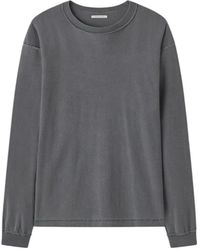 John Elliott - Tops ,Grijs ,Katoen Boxy Cropped Long Sleeve Tee - Lyst