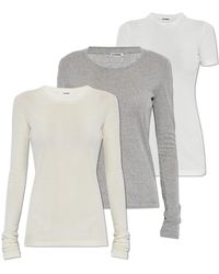 Jil Sander - Tops ,Veelkleurig ,Katoen Driepak T-Shirts - Lyst