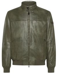 Peuterey - Korte Jas Van Leer Met Vintage-Effect - Lyst