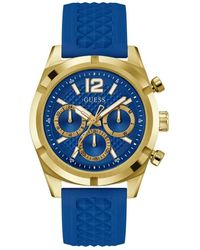Guess - Resistance multifunktions blau gold uhr - Lyst