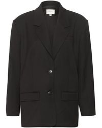 Gestuz - Jassen ,Zwart ,Zwarte Oversized Blazer Met V-Hals - Lyst