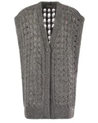 Herno - Jassen ,Grijs ,Wol Lange Mouwloze Cardigan - Lyst