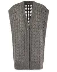 Herno - Jassen ,Grijs ,Wol Lange Mouwloze Cardigan - Lyst
