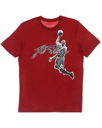 Nike - Fitness ,Rood ,Katoen Crew Gym Rood/Zwart T-Shirt - Lyst