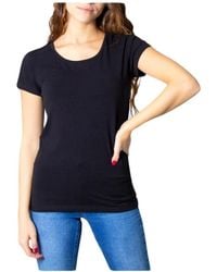 ONLY - Schwarzes rundhals t-shirt - Lyst