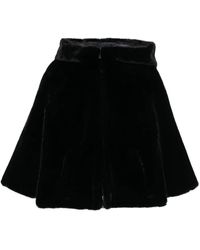 Emporio Armani - Schwarzer Kunstpelz Kapuzenmantel - Lyst